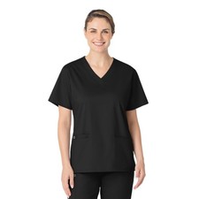 Wink WonderWORK Scrubs for Women, V-Neck Scrub Tops Womens Scrub Top Black ...