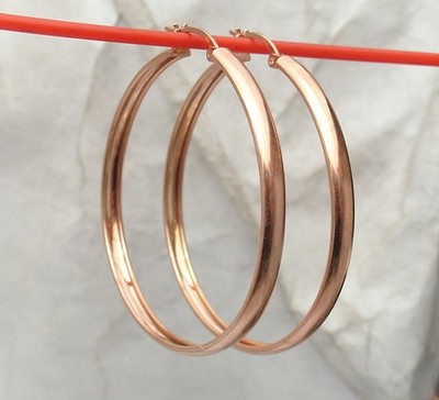 Technibond Band Style Runde Creolen 14K Rosévergoldet Sterlingsilber
