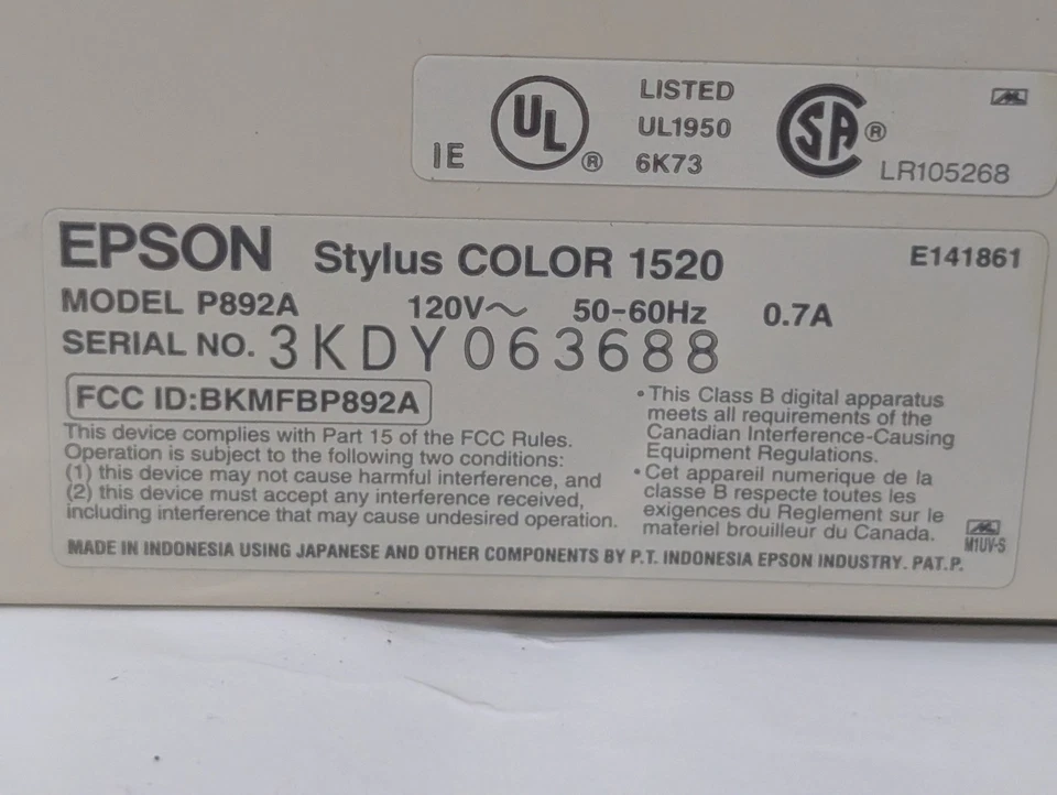 EPSON P892A 1520 Stylus COLOR professional inkjet printer, large format, 120 VAC - Image 3 of 4