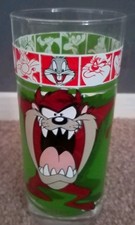 Vintage 1999 Taz Tasmanian Devil Looney Tunes Drinking Glass Half Pint Warner Br