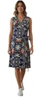 ?JANE LAMERTON SIZE 16 AU NAVY BLUE MULTI GEOMETRIC FLORAL FIXED WRAP DRESS LIK