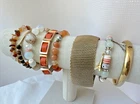 VTG-now Gold Charm *8 Bracelets* Jewelry Lot Chunky Peach crystal 1990s 80s Y2K