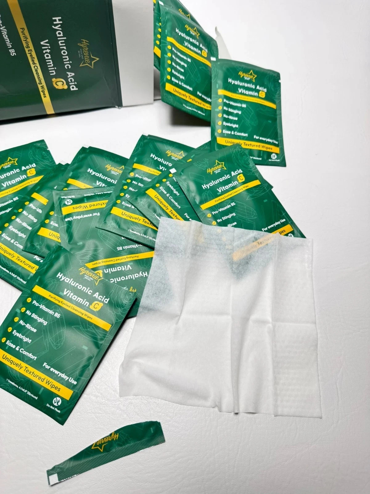 Eyelied Wipes Purified Eyelied Cleansing Wipes with Hyaluronic Acid Vitamin C.