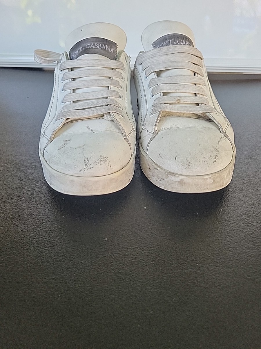 スニーカー Dolce & Gabbana Dolce & Gabbana White (CK1544 AX6158L315) Calfskin Portofino sneakers in Gold for Women