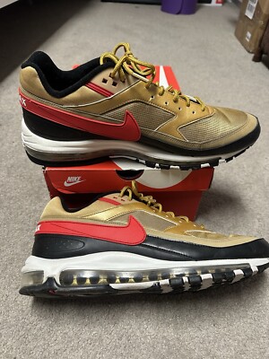 Getragener Nike Air Max 97/BW Metallic Gold/Universität rot-weiß-schwarz AO2406