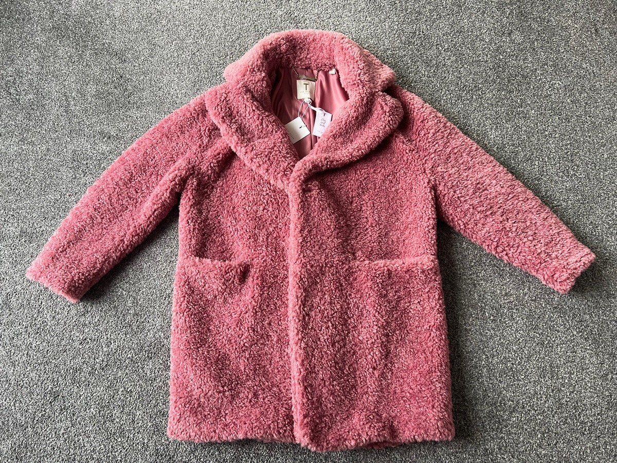 Ted Baker Teddy Coat Kayyti Size UK10 Faux Fur Cocoon Coat Rrp£325