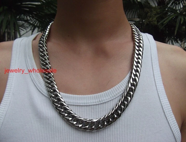 Mens stainless sale steel curb chain