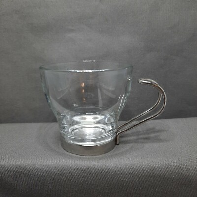 Bormioli Rocco Oslo 3-1/2 oz. Espresso Coffee Cup Glass Clear w/ Metal Handle