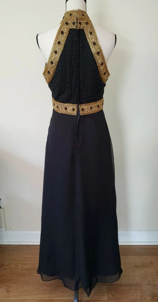 VESTIDO DE NOCHE SEÑORA NUEVO CON ETIQUETAS ESCALA MADRE DE LA NOVIA NEGRO Y DORADO TALLA M Foto 3 de 4