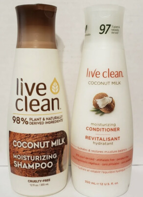 12oz Live Clean Coconut Milk Moisturizing Shampoo & Conditioner  Bundle NEW