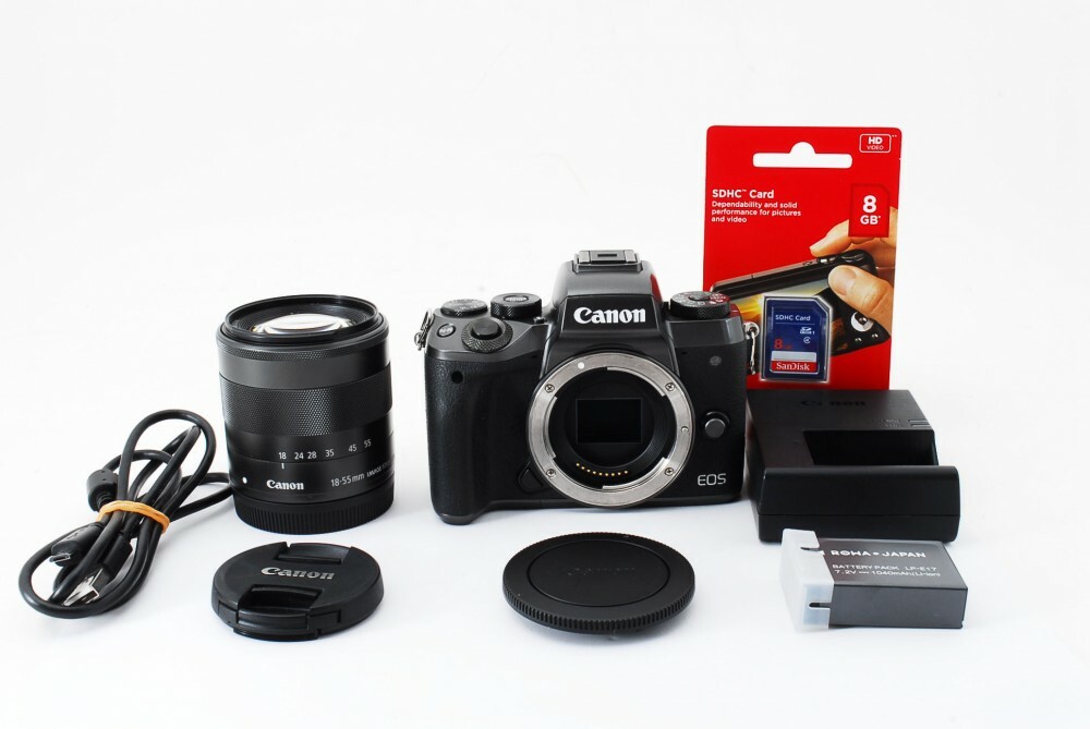 Canon EOS M5 24.2MP 18-55mm Lens Set Black [Exc+++] w/8GB SD Card