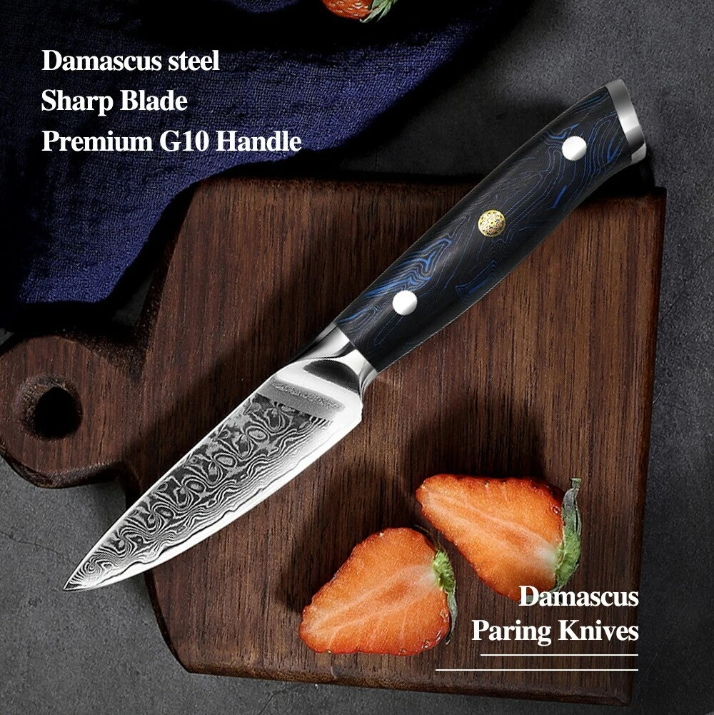 Small Fruit Utility Damascus Steel Cooking Chef Kitchen Knife Chopping Slicing