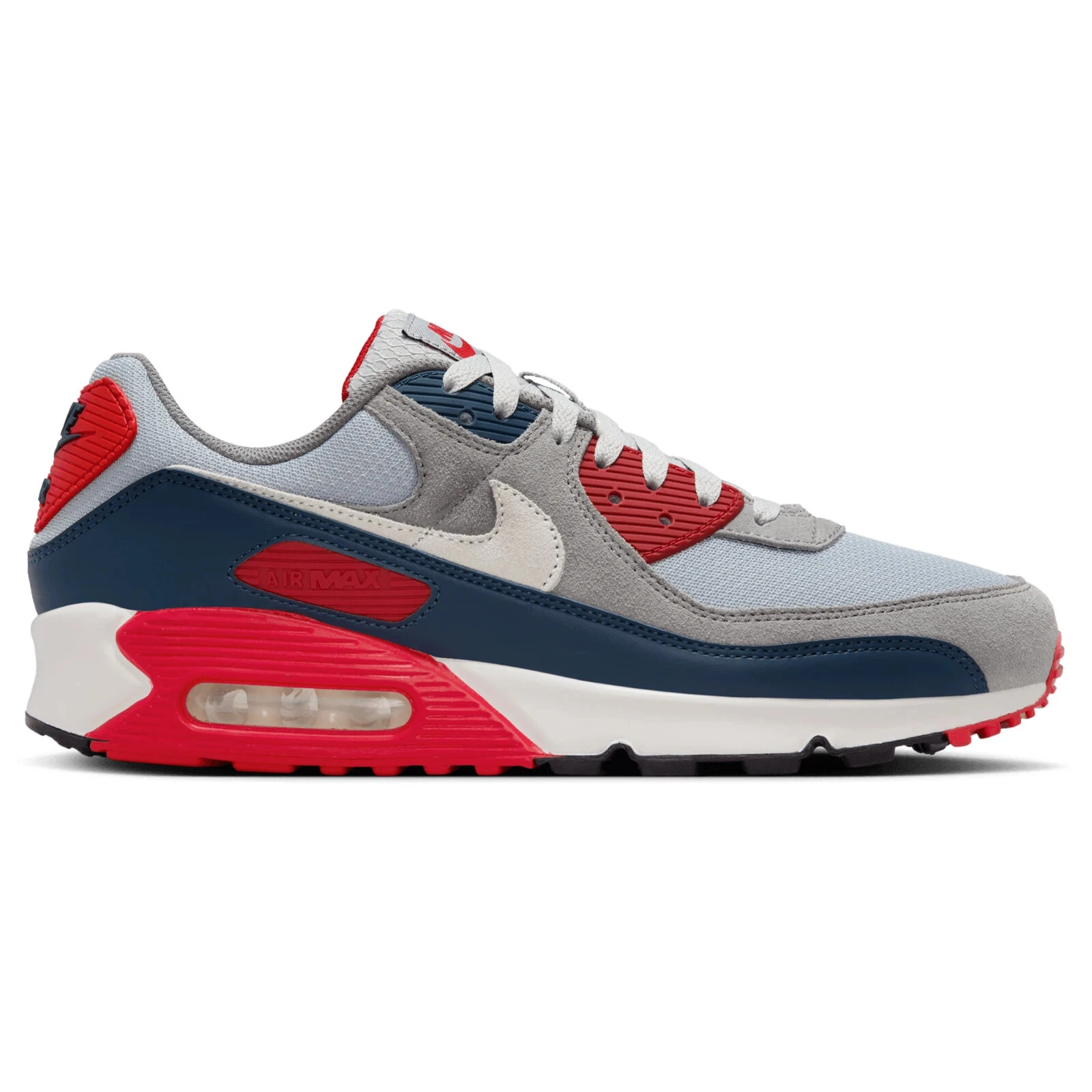 MEN'S NIKE AIR MAX 90 SWOOSH CASUAL SHOES White Blue Red sneakers athletic