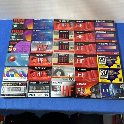 30 New Sealed Audio Cassette Tapes 60 74 90 Sony Base Prism RCA Scotch