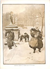CHRISTMAS MORNING IN PARISVTG 1891 HARPER'S 11" x 8" LITHO PRINT