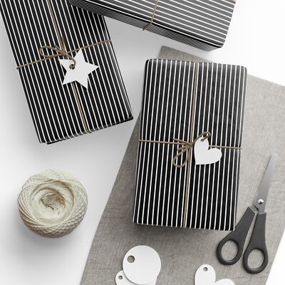 Chic Striped Wrapping Paper, Modern Gift Wrap, Elegant Black & White,