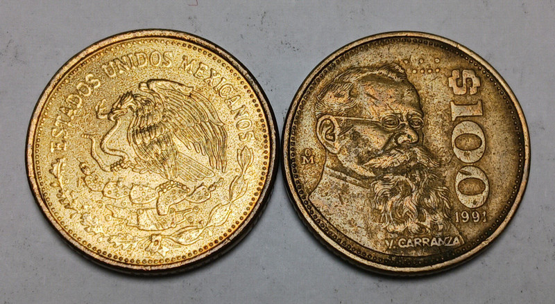 1x Mexico 100 Pesos - Random 1984-1992 Date - Venustiano Carranza - One Coin