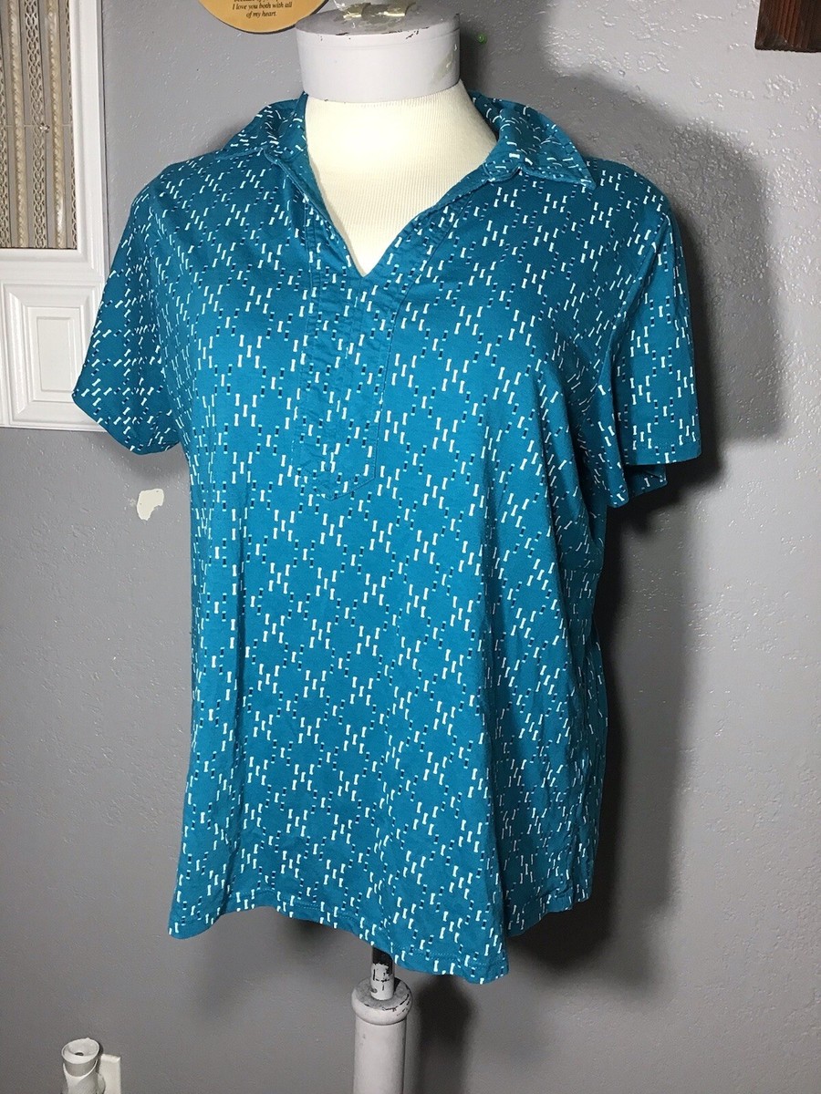 Riders By Lee Women’s Top Size 2X Color Blue/White Short Sleeve 100%