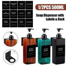500ml Square Normal Soap Dispenser With Labels Bath Hand Pump Lotion Bottle Hook