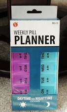 SE Weekly Pill Planner AM/PM 7-day Snap Close Braille Dots on Lid 7" x 3-1/2" Lg