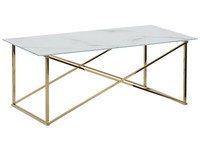 Couchtisch Marmor Optik Weiß Und Gold Edelstahlgestell Gold 100 X 50 Cm Glamour