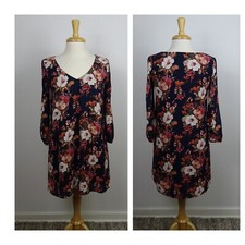 Lulu's Shifting Dears Floral Dress Slit Sleeves Scoop V-Neck Lined Short Flowy S