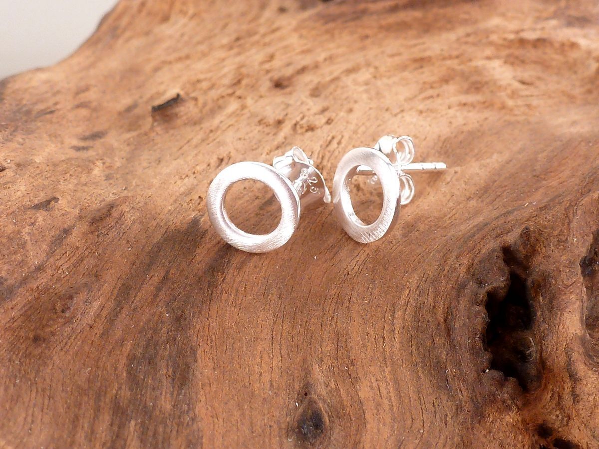 Ohrringe Ohrstecker 925 Sterling Silber Kreis matt gebürstet gold vergoldet NEU