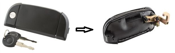 Poignée porte avant droit pour Volkswagen Transporter T4 de 1990 à 2003