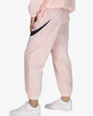 NIKE WOMEN S  SILKY  LOOK ESSENTIAL BOTTOMS PANTS SWOOSH PINK DM6183 610 SMALL