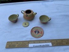 Vintage 1920's Ohio Art Tin Litho Childs Tea Set 4 pieces Pink Egyptian Woman