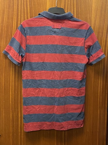 Navy and Red Striped Polo Shirt from Fat Face Size S Chest 34” Length 26.5” - Picture 3 of 3