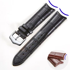 Curved End Genuine Leather Watch Band Replacement Strap Bracelet 20mm 21mm 22mm
