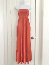 GUESS By Marciano Orange Tacked Pleats and Gathered XSmall Maxi Dress w/ Pockets