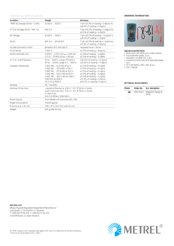 Metrel MD 9070 1kV Insulation Multimeter 1000V Insulation Tester DMM Fluke 1587
