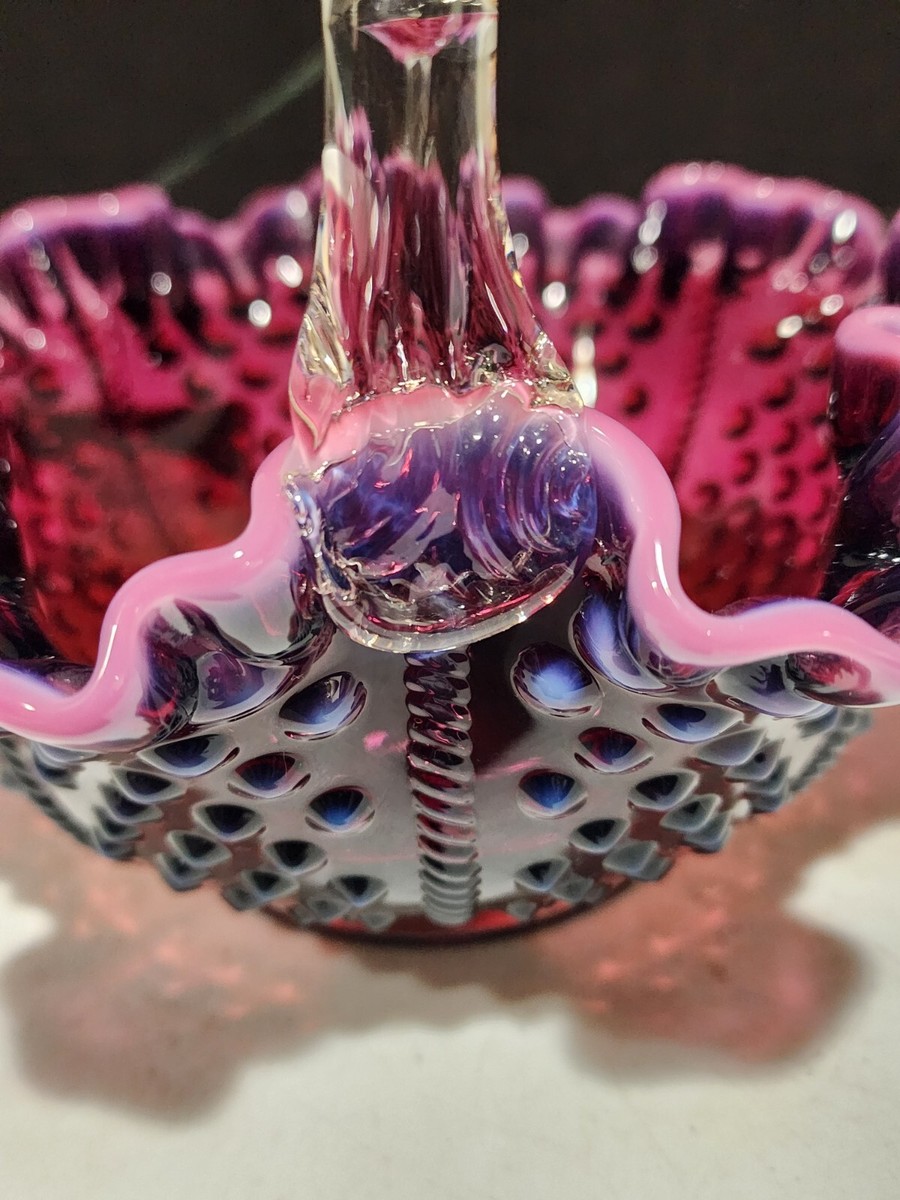 VINTAGE FENTON GLASS PLUM DEEP PURPLE OPALESCENT HOBNAIL 8