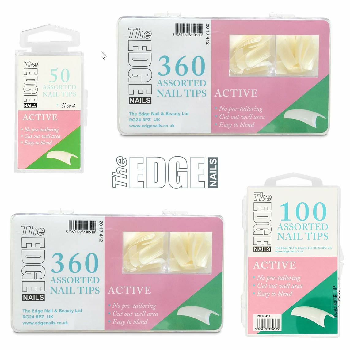 The Edge Active Tips Nagelspitzen – Größe 4, 50 Stück, Aus ABS-Kunststoff, Für Nagelverlängerungen