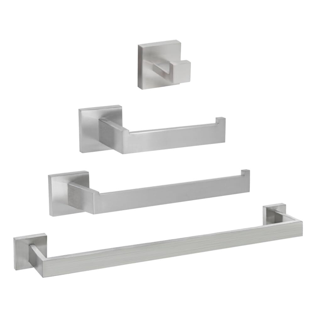 4-Piece Bathroom Hardware Accessories Set, Include 16 Inch Towel Bar, Holder,...