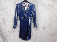 Maeve Dress Womens 0 Blue Velvet Wrap Belted Festival Boho Minimalist Capsule