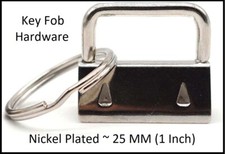 25mm 1" Nickel Plated Key Fob Hardware with Key Rings - U PK QTY - FREE SHIPPING
