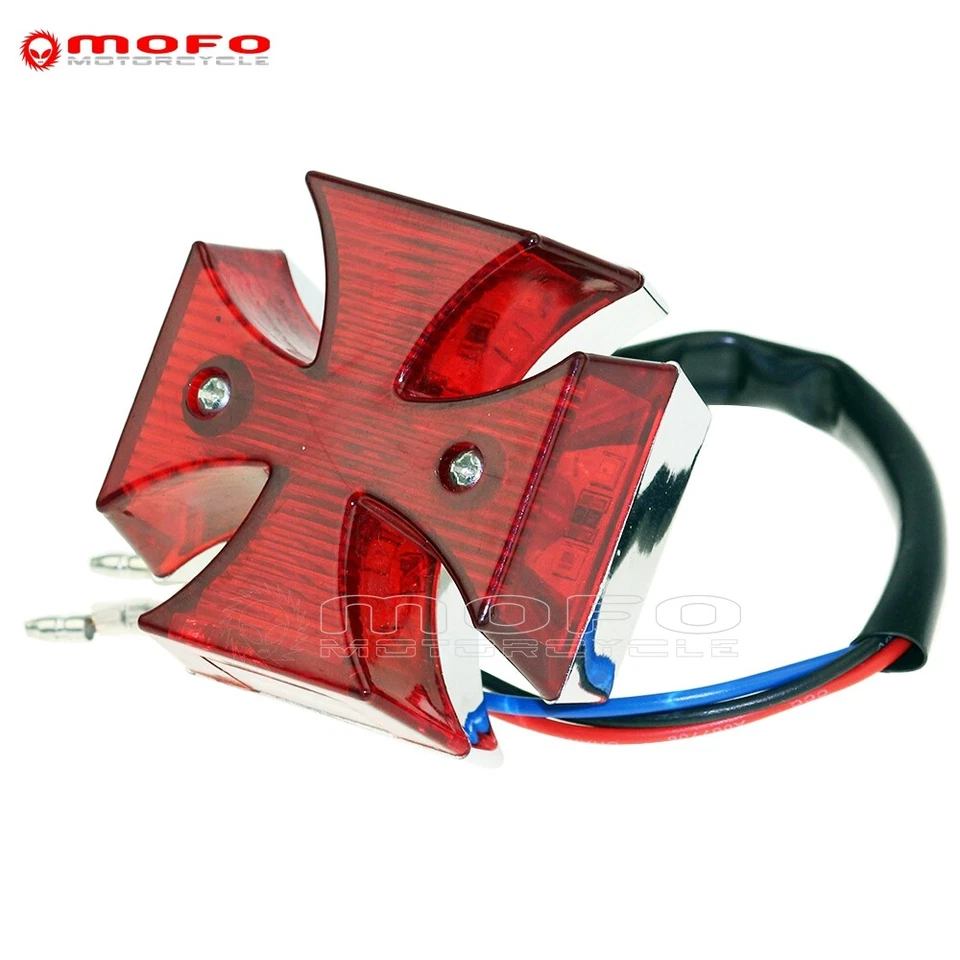 Maltese Cross LED Rear Brake Tail Light For Harley Chopper Red Light Motorcycle - Image 3 of 4