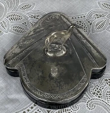 1930’s Weidlich Bros. Art Deco Borzoi Dog Silverplate Black Glass Dresser Box