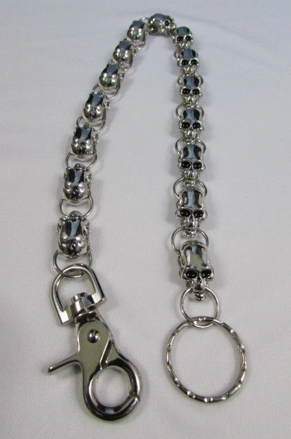 Men Rocker Silver Strong Metal Heavy Wallet Key Chain Jeans Skull Biker Trucker - Image 2 of 4