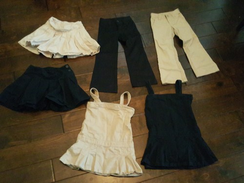 GAP Girls School Uniform 6 PIECE Slacks, Skirts, Jumpers Gap Sz.5 navy & tan