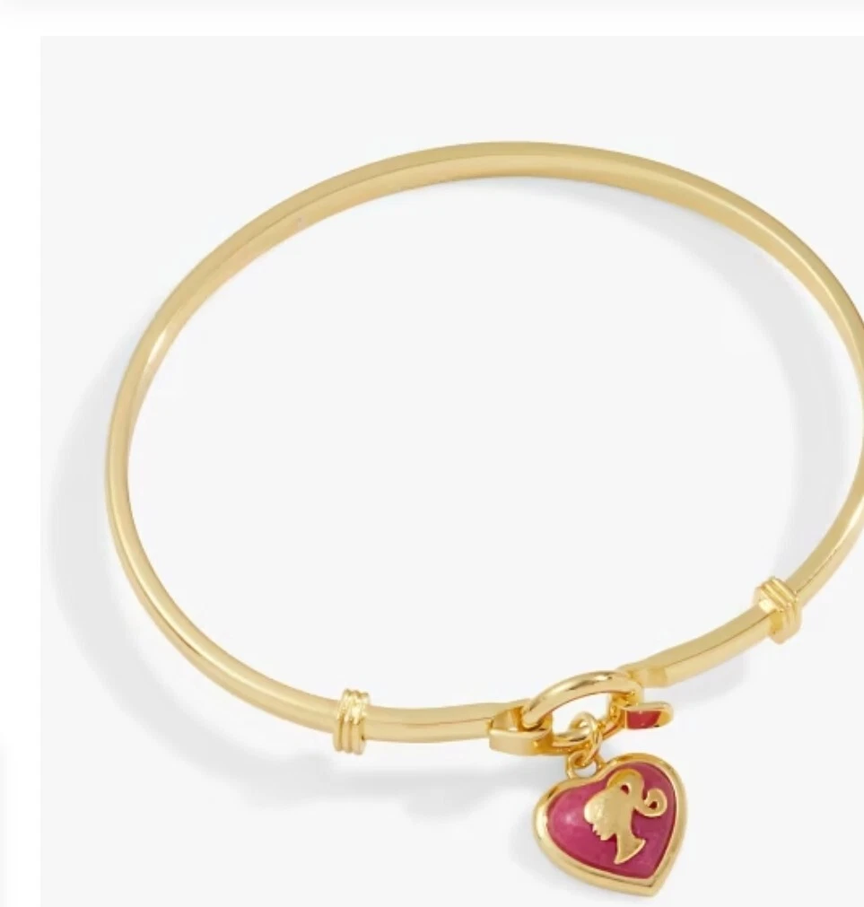 ALEX and ANI Barbie Silhouette Heart Charm Tension Bangle Gold Tone | eBay