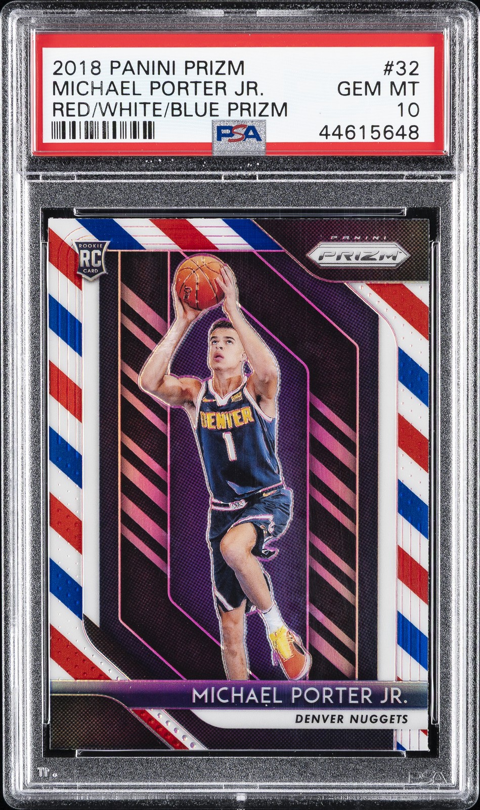2018 PANINI PRIZM RED/WHITE/BLUE PRIZM #32 MICHAEL PORTER JR. PSA 10