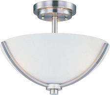 Deven 3 Light 14 Inch Wide Semi Flush Mount with Satin Nickel Finish