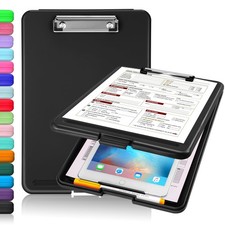 Clipboard with Storage, Plastic Storage Clipboards with Low Profile Clip, Nur...