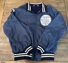 Vtg NY Tel Co Downstate Champions Nassau 1974 Chalk Line Plush Jacket XL READ