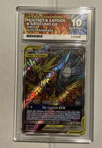 Pokémon TCG Hidden Fates Promo Card Moltres, Zapdos, Articuno GX SM210 ACE 10
