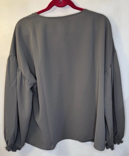 Alfani V-Neck Puff-Sleeve Blouse Gray Women’s Size XL Top MSRP $70 NEW - Picture 5 of 8